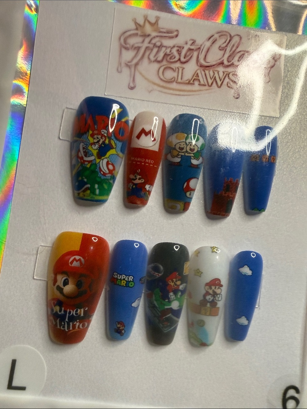 First Class Claws Super Mario Press-On Nails — Blue, Red, White, Black - Picture 2 of 5